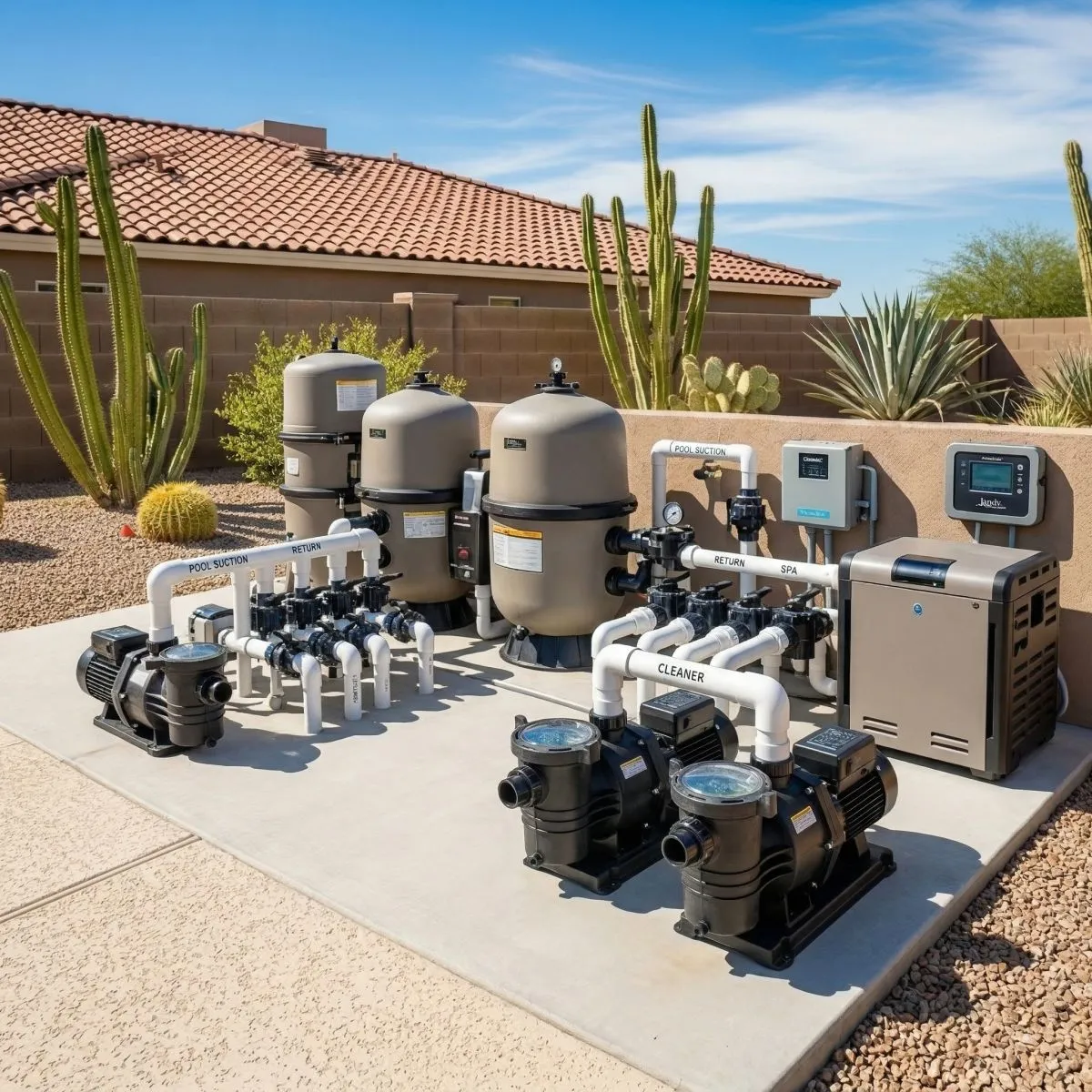 Pool equipment setup in Arizona