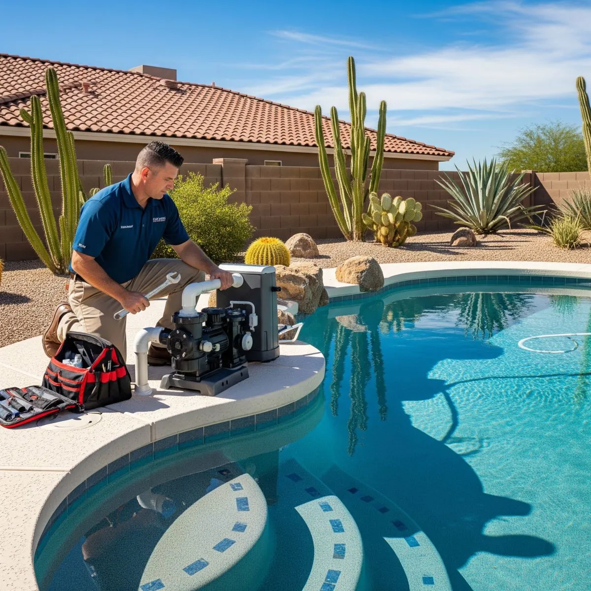 Pool pump service in the Arizona desert